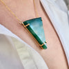 Green quartz triangle connector necklace