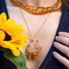 Tangerine quartz druzy cluster necklace