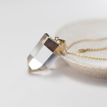 Chunky faceted clear quartz point pendant