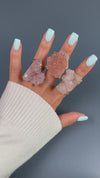Druzy pink amethyst crystal cluster statement ring