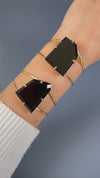 Black obsidian freeform faceted cuff bracelet