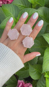 Rose quartz large hexagon ring