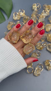 Large raw citrine gem ring