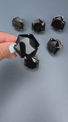 Black obsidian hexagon ring