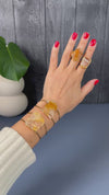 Golden healer freeform faceted cuff bracelet