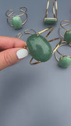 Green quartz oval cabochon cuff bracelet