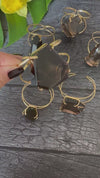 Freeform faceted bulky smoky quartz cuff bracelet
