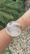 Petrified wood round cuff bracelet