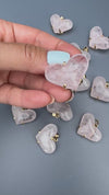 Rose quartz puffy heart pendant