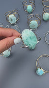 Larimar oval cabochon cuff bracelet
