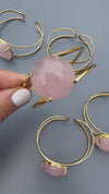 Rose quartz round cuff bracelet