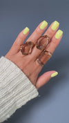 Freeform faceted smoky quartz crystal ring