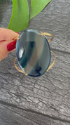 Blue agate oval cuff bracelet