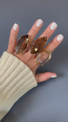 Chunky freeform faceted smoky quartz statement ring