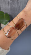 Freeform faceted smoky quartz cuff bracelet