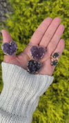 Druzy amethyst heart connector pendant