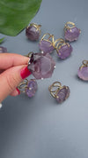 Purple amethyst large hexagon ring