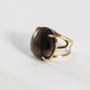 Smoky quartz round cabochon statement ring
