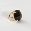 Smoky quartz round cabochon statement ring
