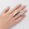 Extra large raw clear crystal quartz statement ring