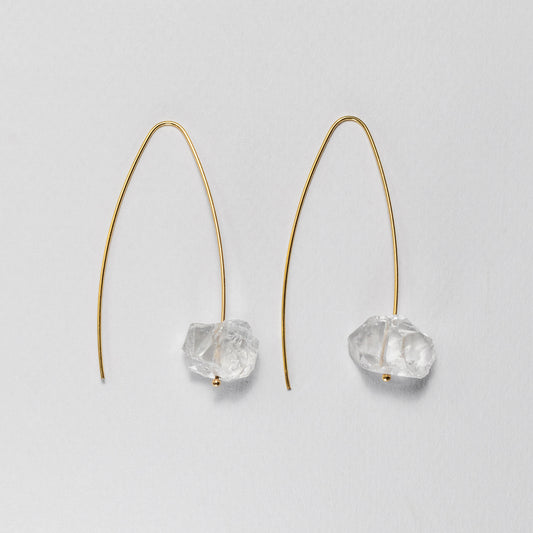 Raw crystal quartz threader earrings