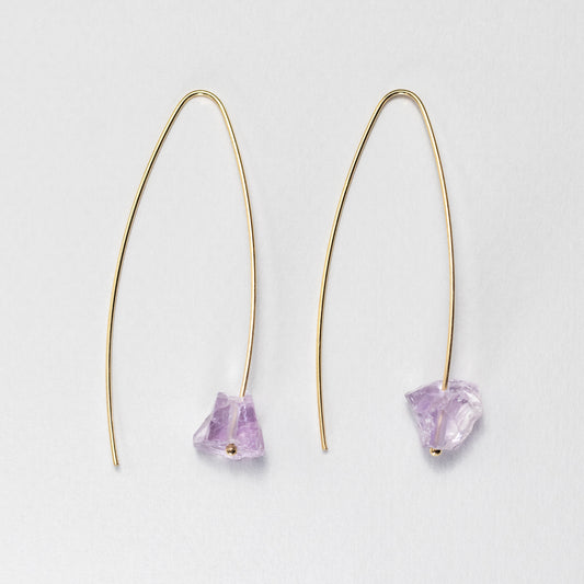 Raw amethyst threader earrings