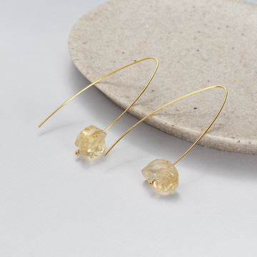 Raw citrine threader earrings