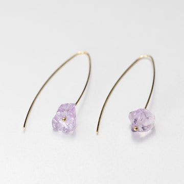 Raw amethyst threader earrings