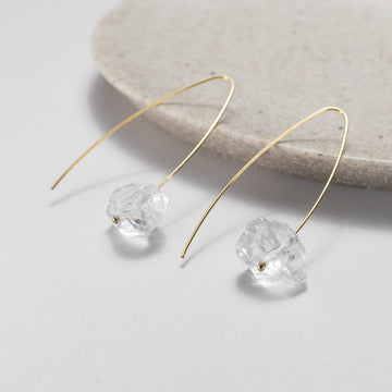 Raw crystal quartz threader earrings