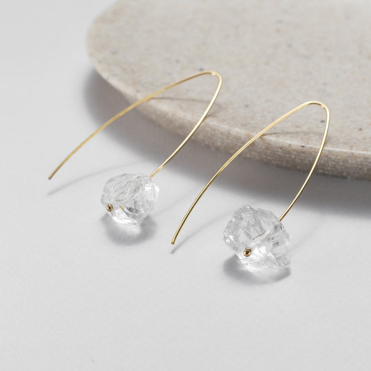Raw crystal quartz threader earrings