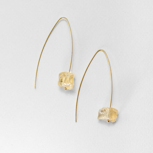 Raw citrine threader earrings