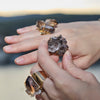 Smoky quartz crystal cluster ring