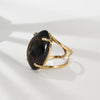 Smoky quartz marquise cabochon ring