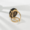 Smoky quartz marquise cabochon ring