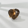 Smoky quartz heart statement cuff ring