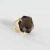Smoky quartz hexagon cabochon statement ring