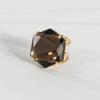 Smoky quartz hexagon cabochon statement ring