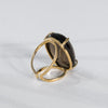 Smoky quartz oval cabochon statement ring