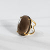 Smoky quartz oval cabochon statement ring