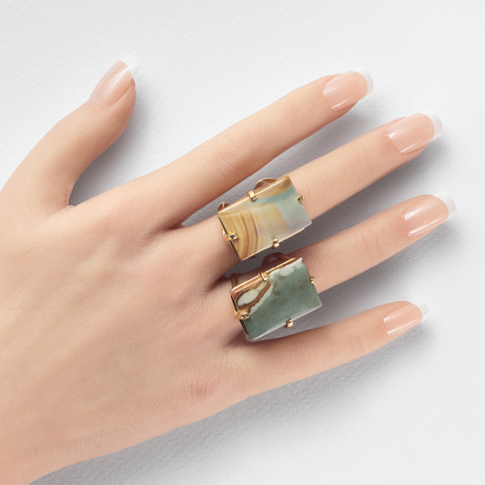 Mookaite rectangle ring