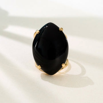 Black onyx marquise ring