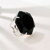 Black obsidian hexagon ring