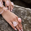 Rose quartz puffy triangle cabochon statement ring