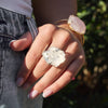 Druzy crystal quartz cluster cuff ring