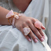Rose quartz puffy triangle cabochon statement ring