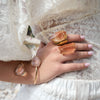 Chunky freeform faceted pink lemurian crystal statement ring