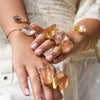 Chunky freeform faceted pink lemurian crystal statement ring