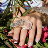 Oversized hexagon crystal quartz statement ring
