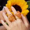 Tangerine crystal cluster statement ring