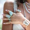 Raw aquamarine crystal ring